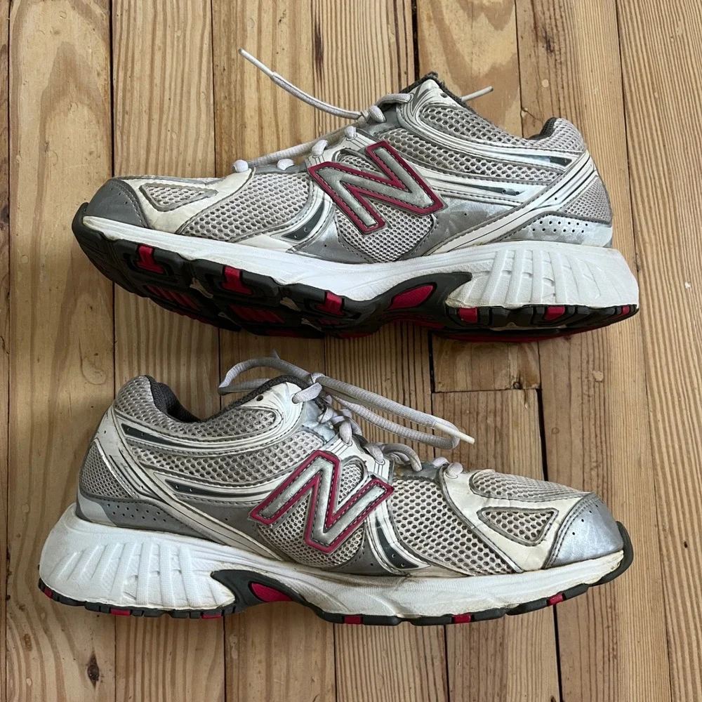 New Balance 470 Womens 10 Silver White Pink Y2K Mesh‎ Athletic Running Shoes